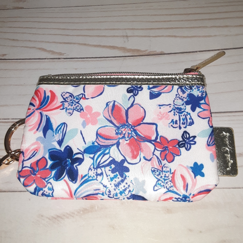 Womens' Lilly Pulitzer Wristlet Blue Pink White Floral Flower Print - Picture 4 of 10
